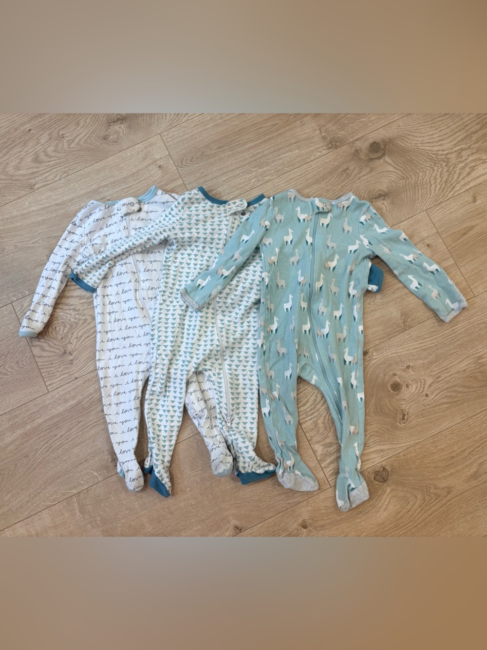 Set of 3 Baby Footed Pajamas with foldover cuffs